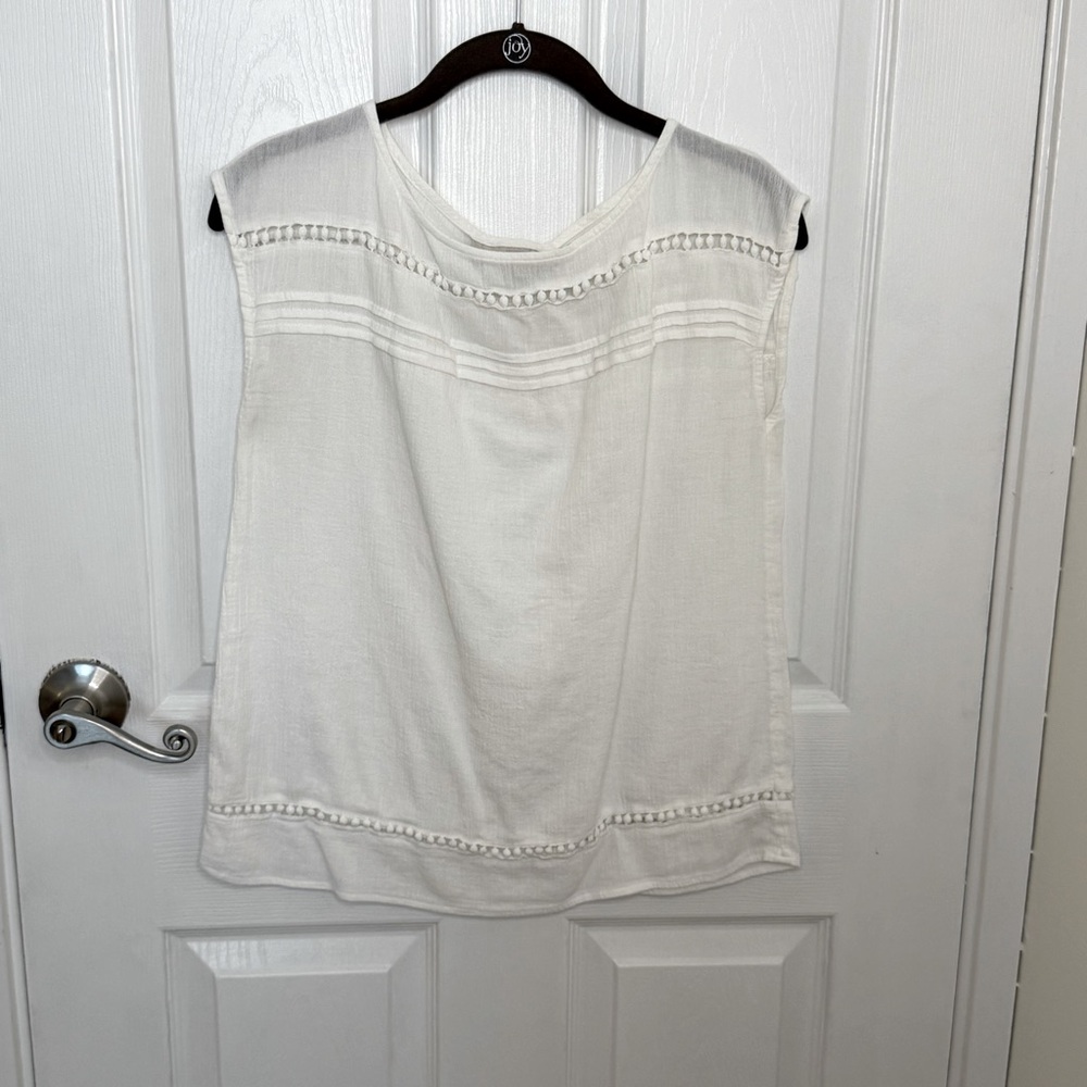 Loft Women’s White Linen Gauze Sleeveless Top